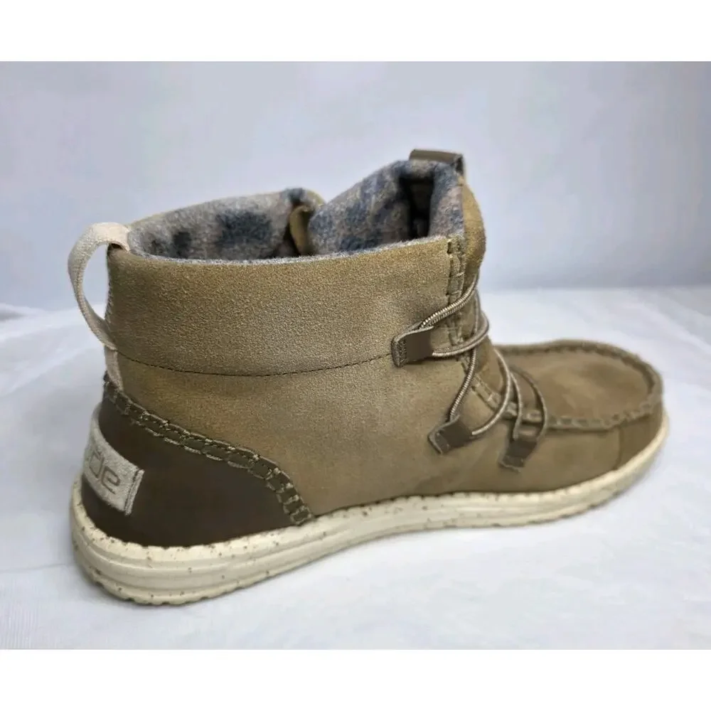 Hey Dude Womens Lea Ankle Boots Chestnut Women's US Size 8 Slip On Shoes
